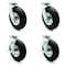 Service Caster 8 Inch Black Pneumatic Wheel Caster Swivel with 2 Brakes, 4PK SCC-100S280-PNB-2-TLB-2 - alternate 1